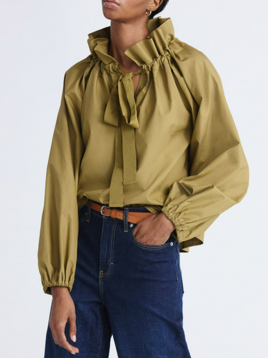 Ruffled Collar Long Sleeve Top