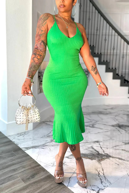 Kendra Sling Knitted Fitted Dress