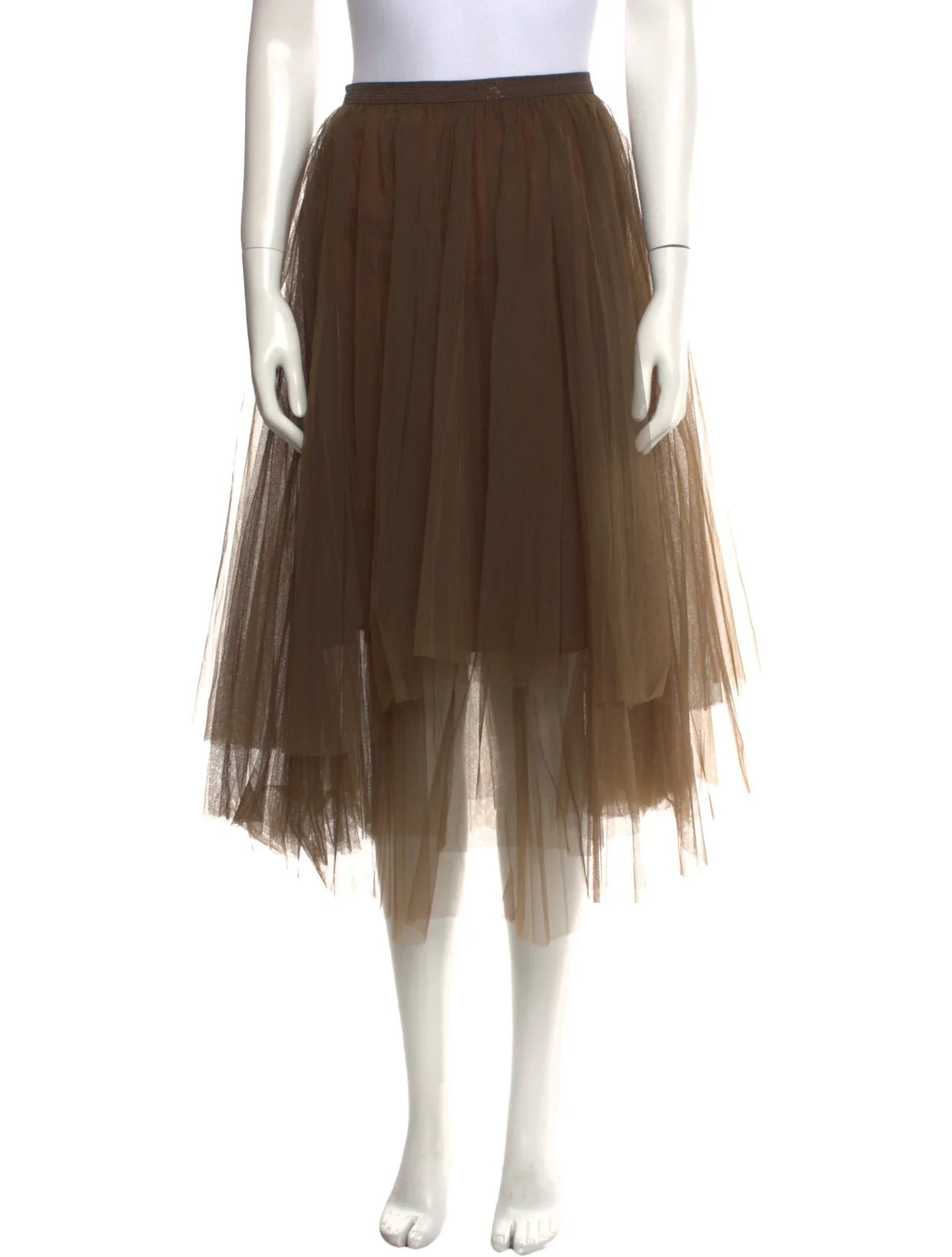 Mesh Accents Midi Length Skirt