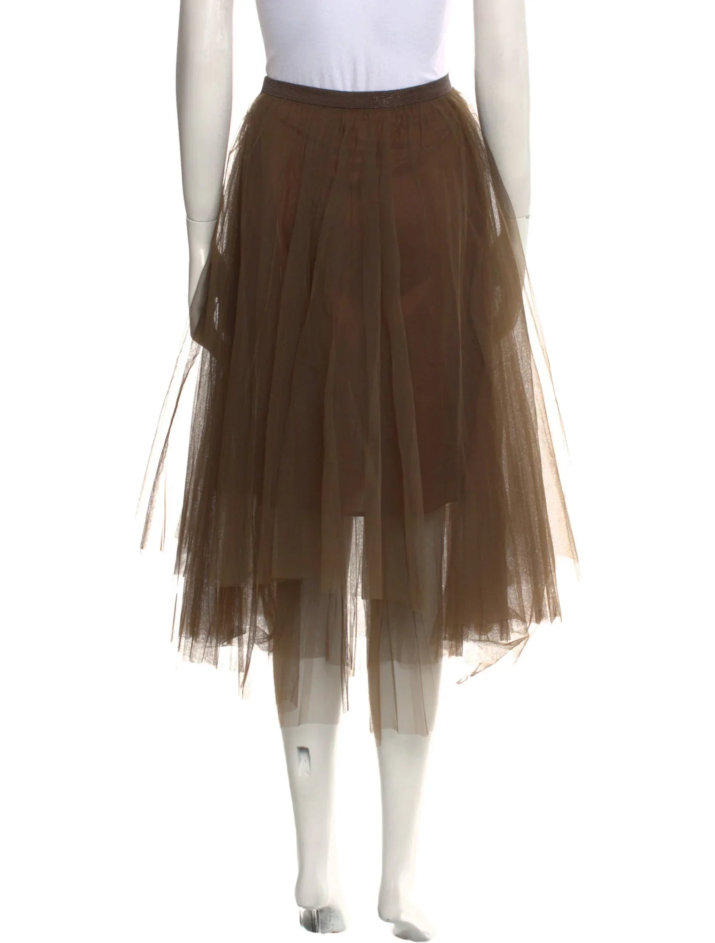 Mesh Accents Midi Length Skirt