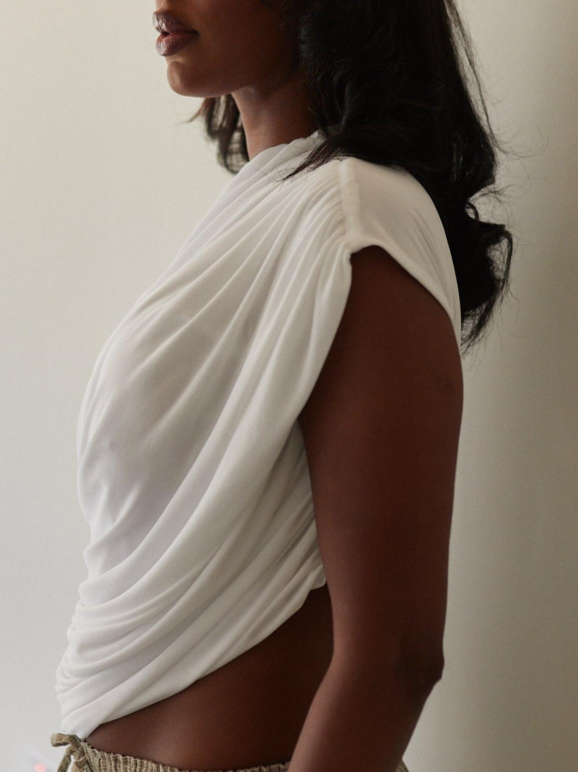 Asymmetrical Ruched Sleeveless Top