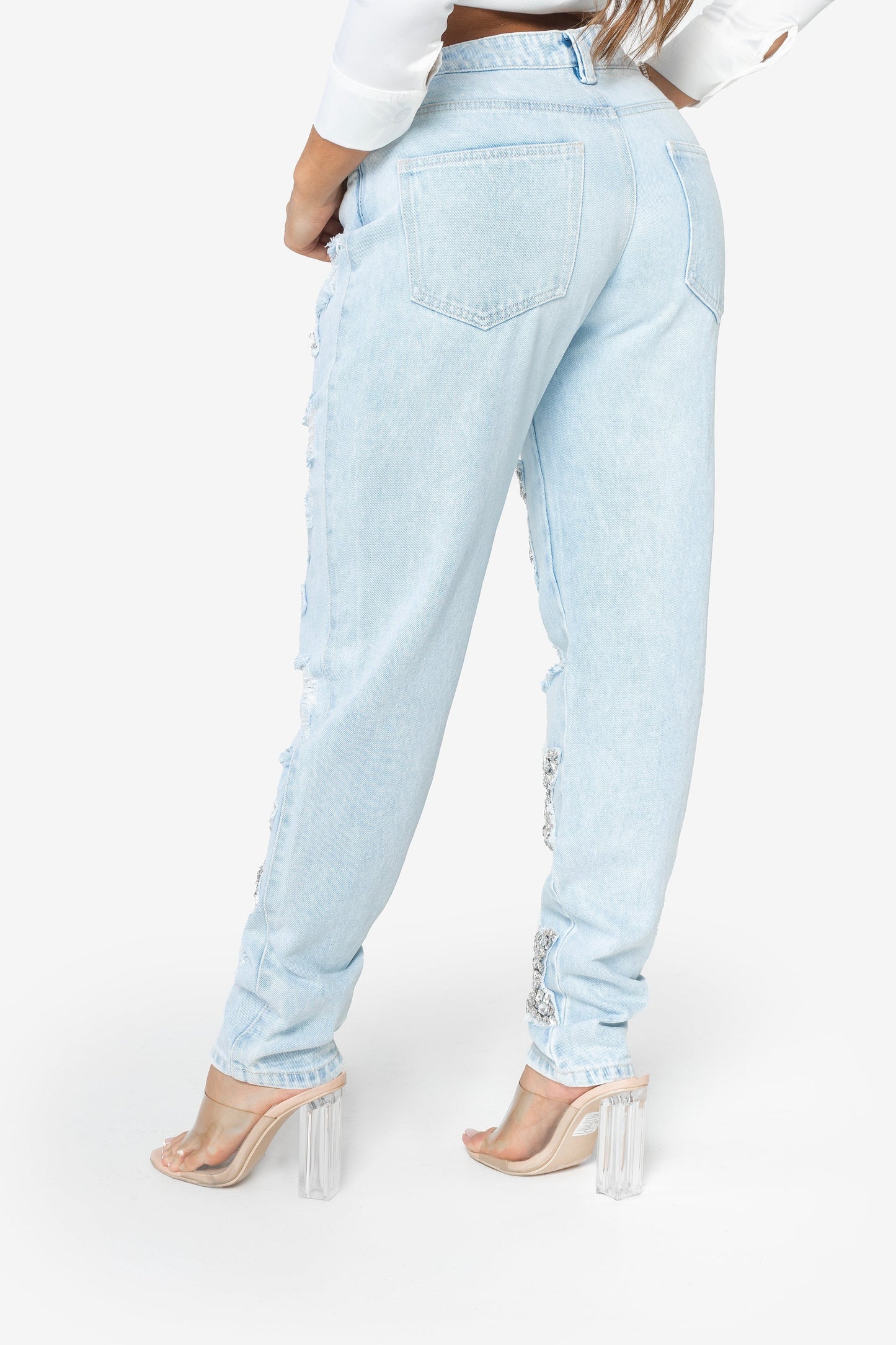 Rhinestone Star Patch Distressed Jeans