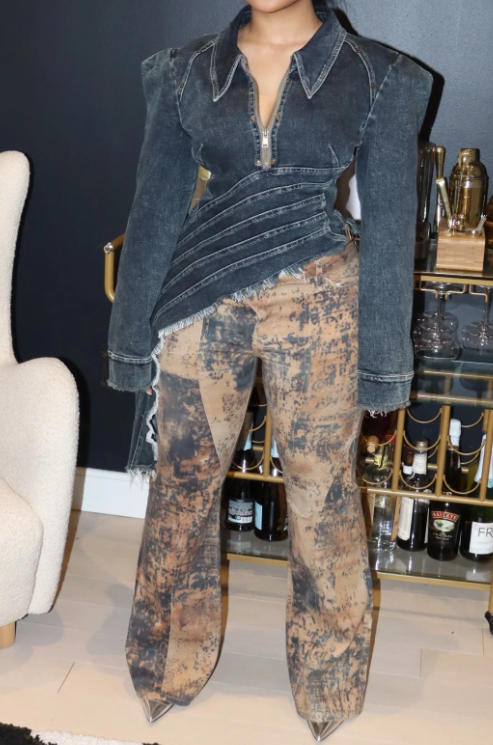 Irregular Design Denim Top