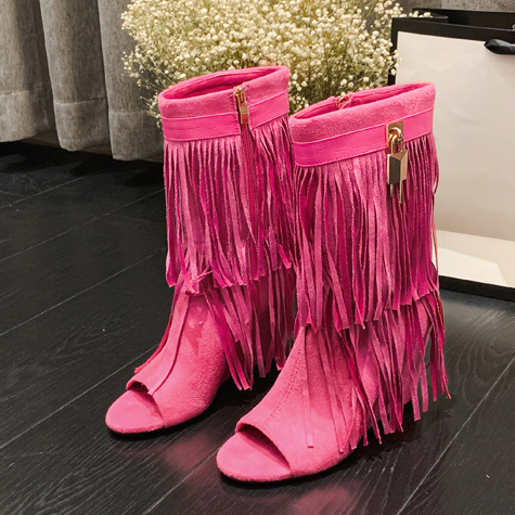 Fringed Wedge Knights Boots