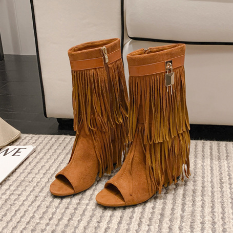 Fringed Wedge Knights Boots