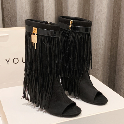 Fringed Wedge Knights Boots