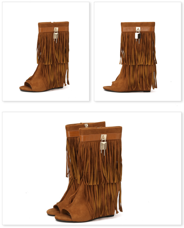 Fringed Wedge Knights Boots