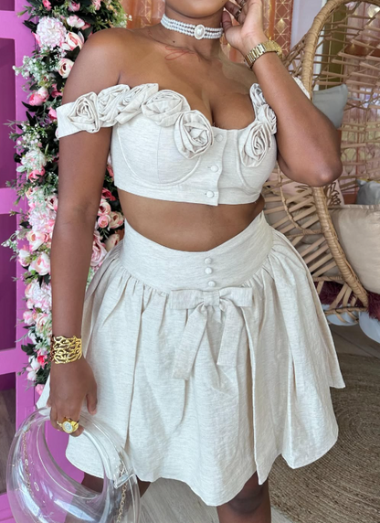 Adorable Flower 2pc Skirt Set