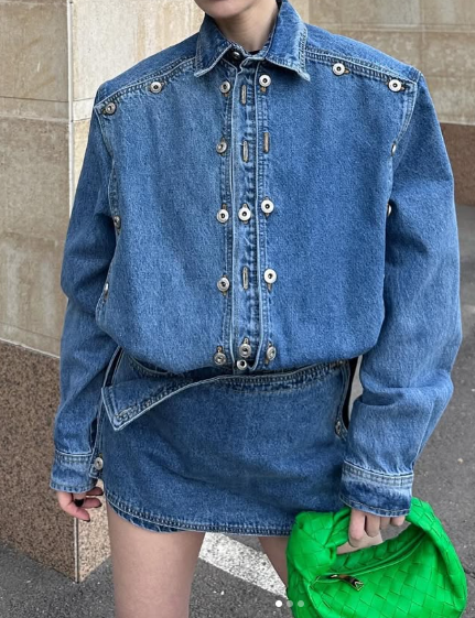 Heavy Industry Button Skirt Denim Suit