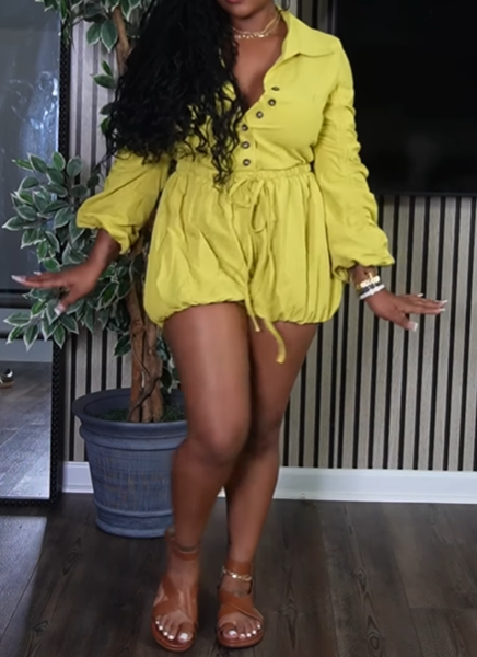 Chic Solid Color Tooling Romper