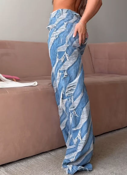 Colorblock Fur-Edge Jeans