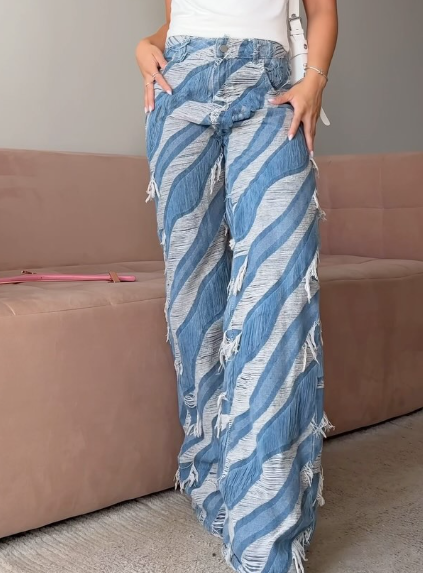 Colorblock Fur-Edge Jeans