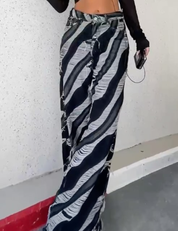 Colorblock Fur-Edge Jeans