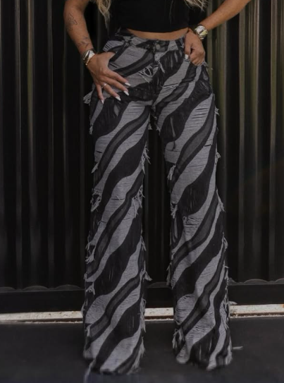 Colorblock Fur-Edge Jeans