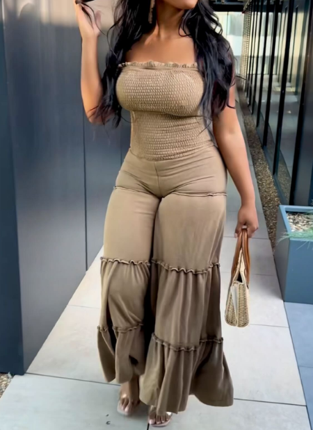 Strapless High Waist Patchwork Jumpsuit