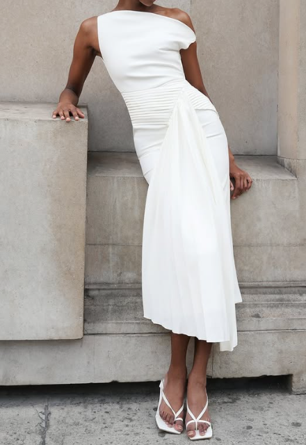 Demure Irregular Occasion Midi Dress