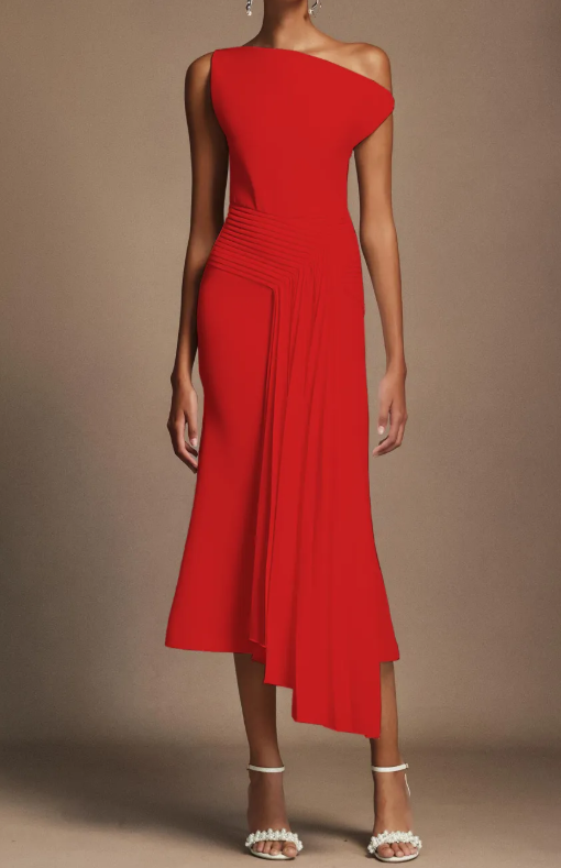 Demure Irregular Occasion Midi Dress