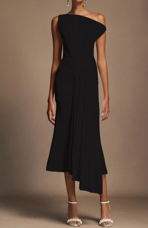 Demure Irregular Occasion Midi Dress