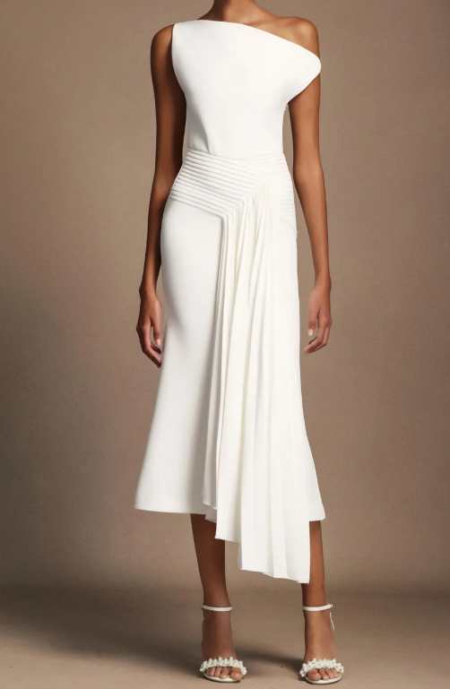 Demure Irregular Occasion Midi Dress