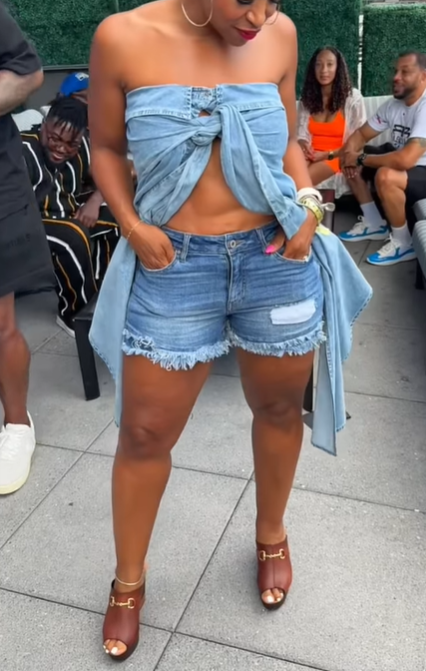 Strap Strapless Denim Top