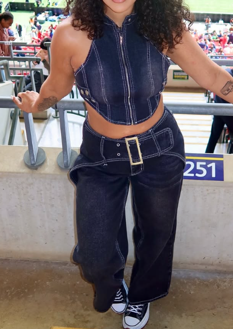 Pop Irregular Denim 2pc Set