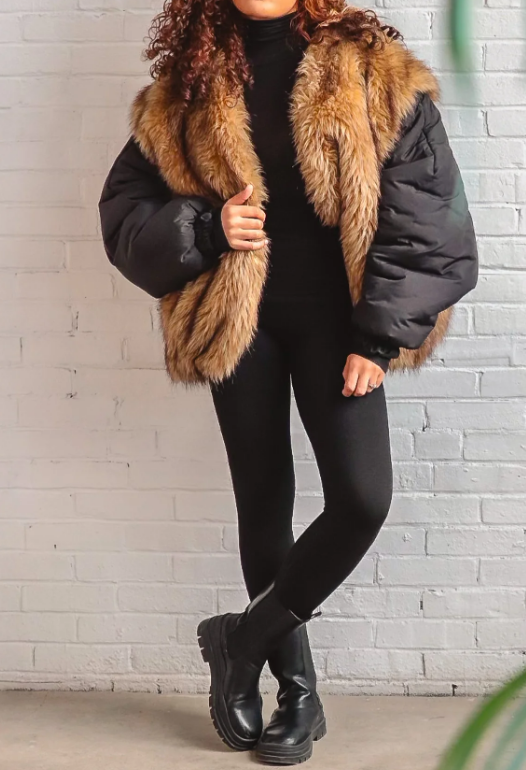 Fab Black Faux Fur Bomber Jacket