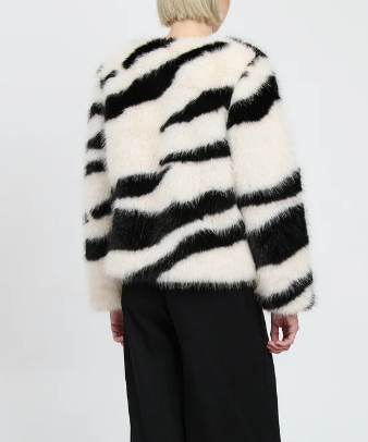 Classic Black White Faux Fur Jacket