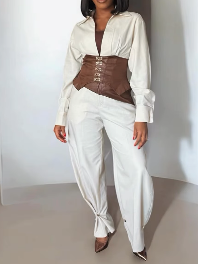 Chic Patchwork-design Outfit