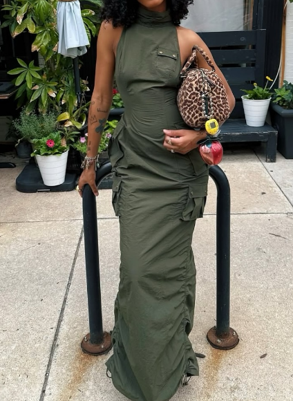 Statement Cargo Maxi Dress