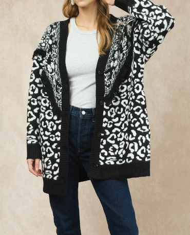 Tassel Black Jacquard Cardigan