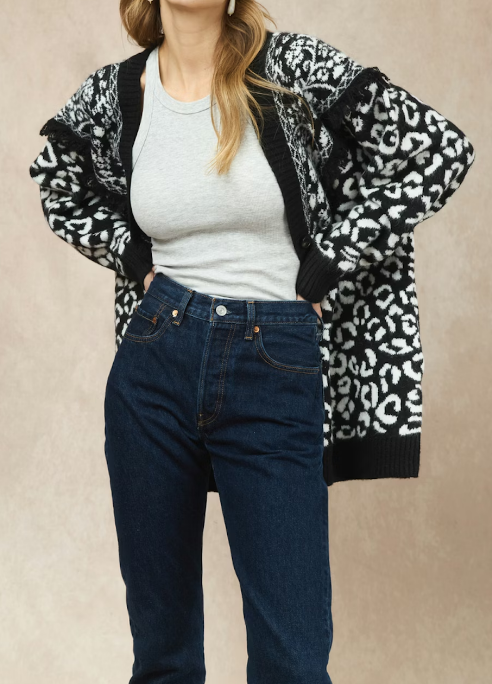 Tassel Black Jacquard Cardigan