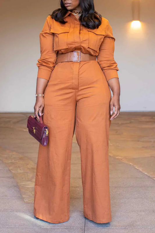 Utility-Inspired Belted Wide-Leg Jumpsuit