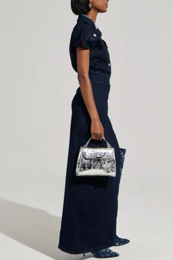 CHELSEA BUTTON SIDE DENIM MAXI DRESS