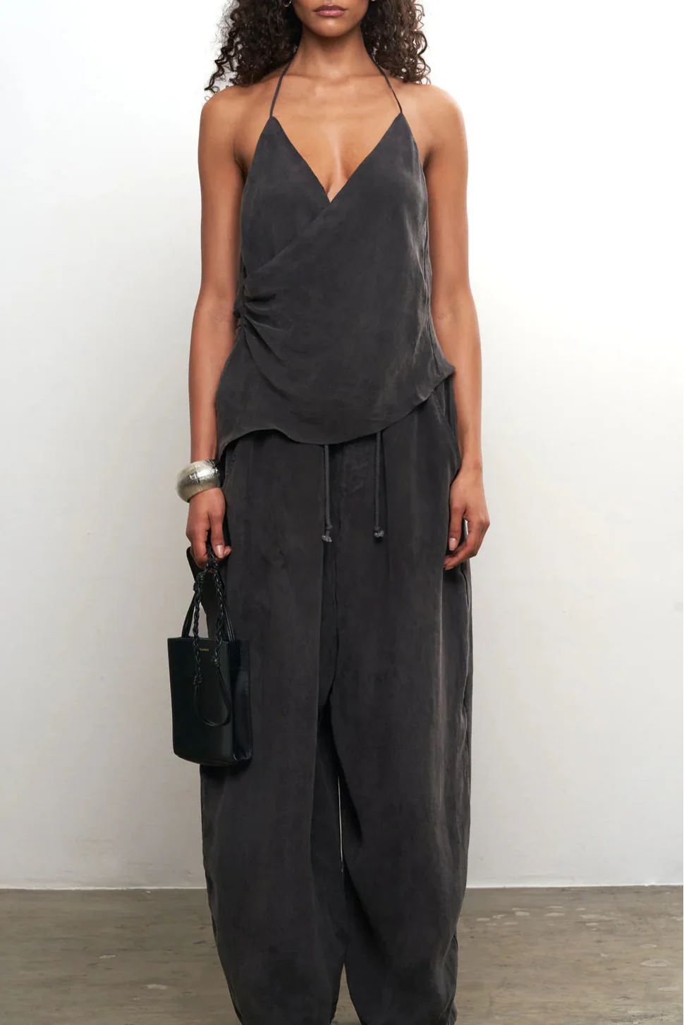 Cupro Draped Set -Top & Wide Leg Pant