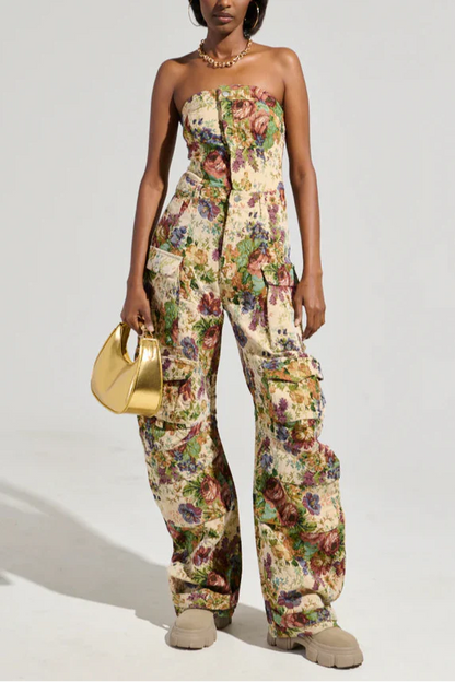 IN HER ELEMENT FLORAL WOVEN JUMPSUIT