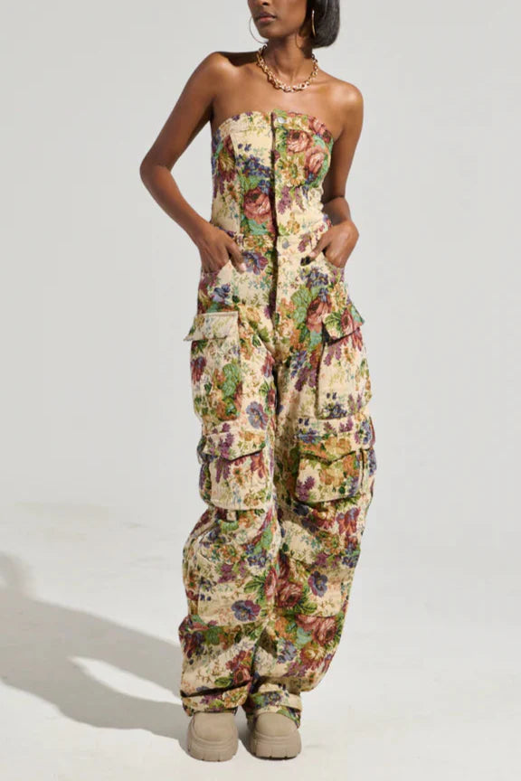 IN HER ELEMENT FLORAL WOVEN JUMPSUIT