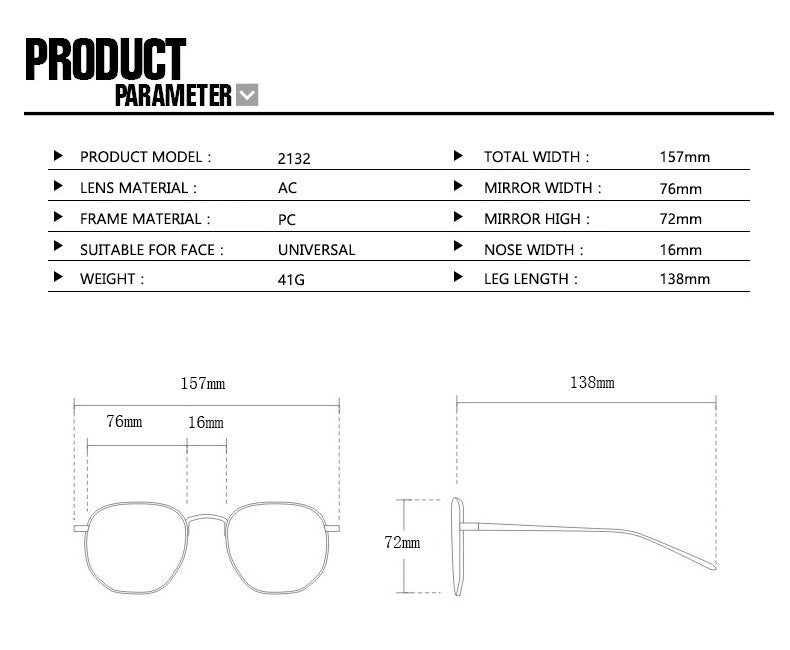 Large Frame Exaggerated Fashion Sunglasses