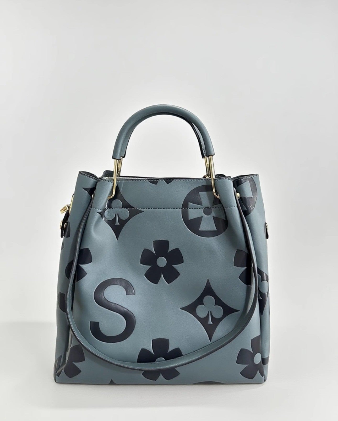 Color BLock Faux Leather Satchel Hand Bags With Straps