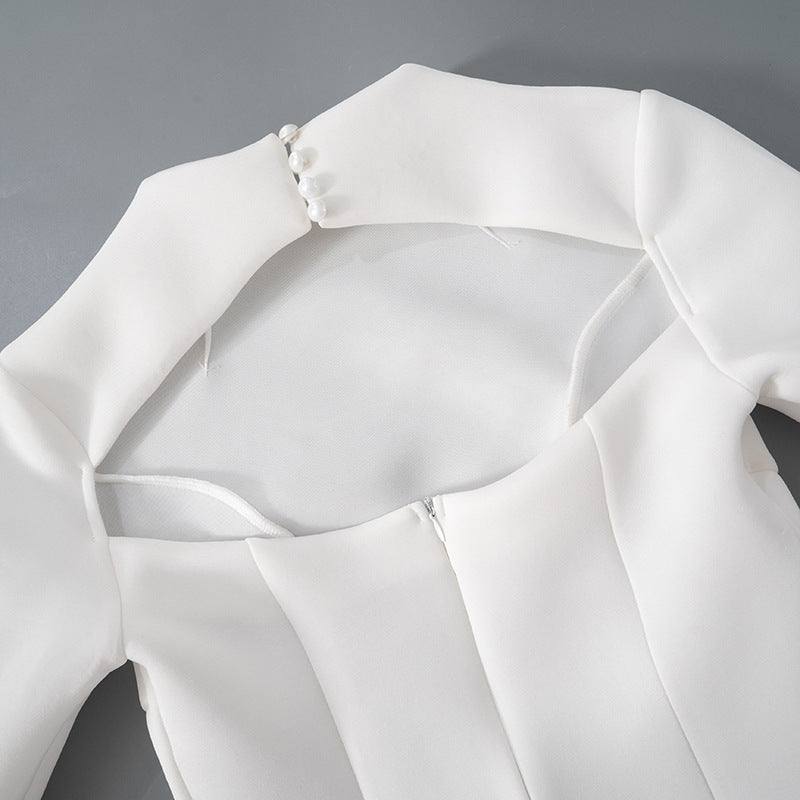 Mock Neck Long Sleeve Backless Sexy Mini Dress