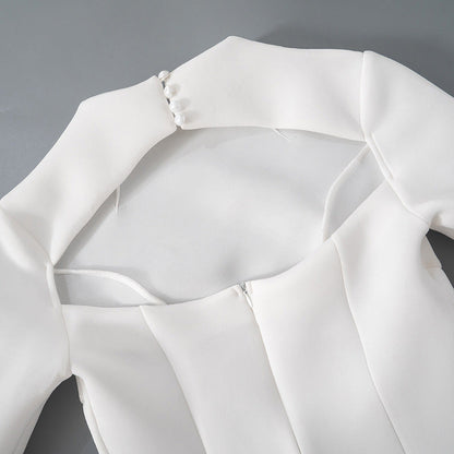 Mock Neck Long Sleeve Backless Sexy Mini Dress