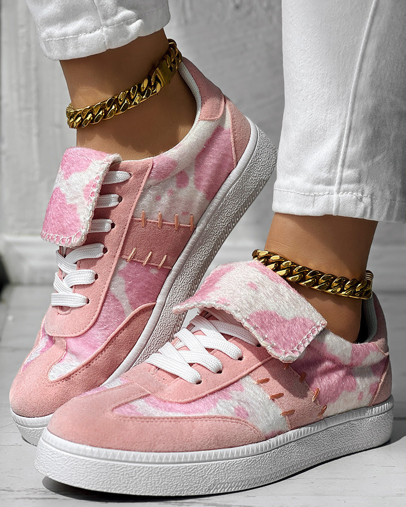 Colorblock Round Toe Sneakers