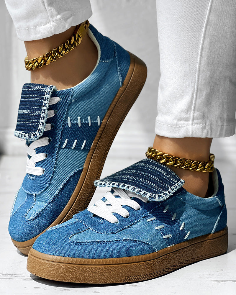 Colorblock Round Toe Sneakers
