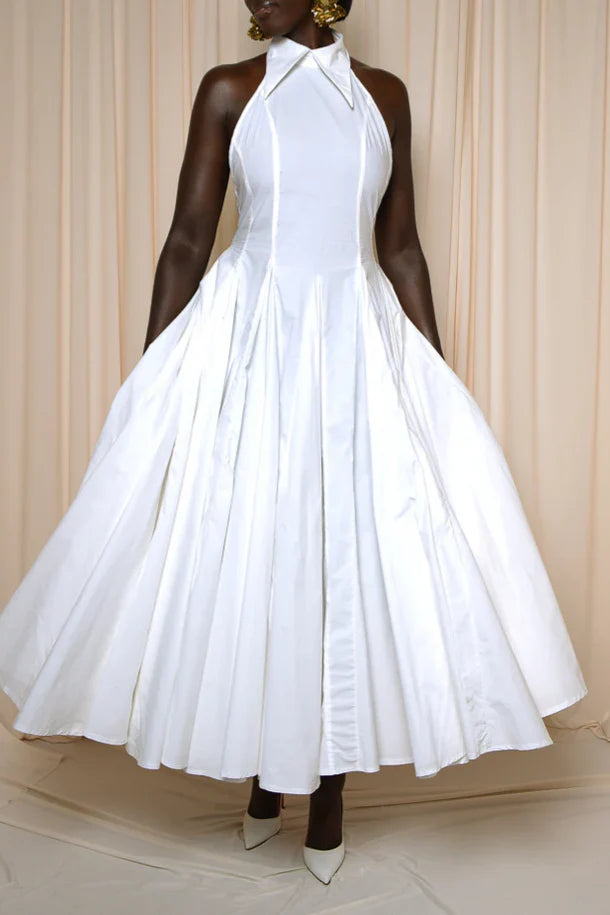 Backless Midi Dress In White