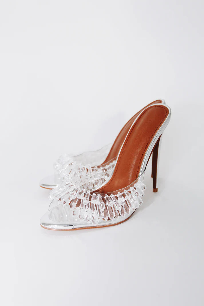 Chandelier Open Toe Mules Stiletto Heels
