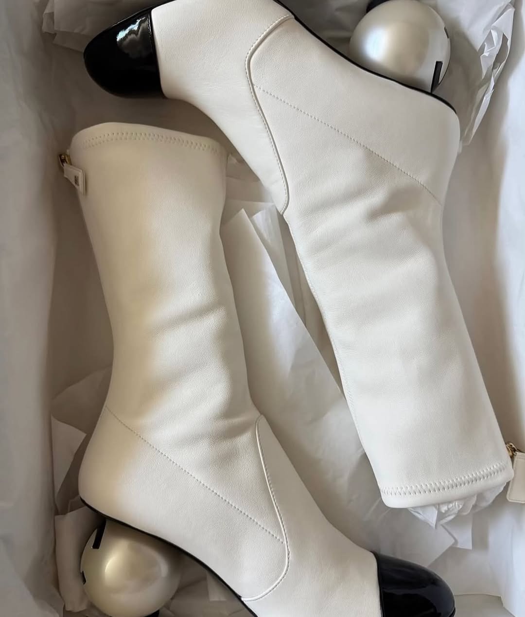 Irregular Pearl Ball High Heels & Color-Block Ankle Boots