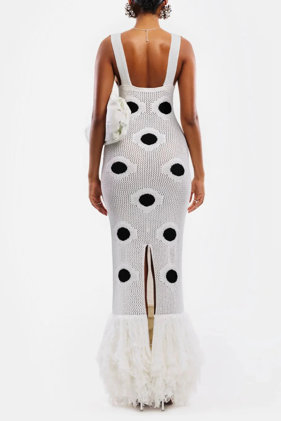 Knitted Hollow Polka Dot Slip Dress