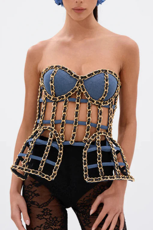 DOWN SOUTH CHAIN DETAIL BUSTIER TOP
