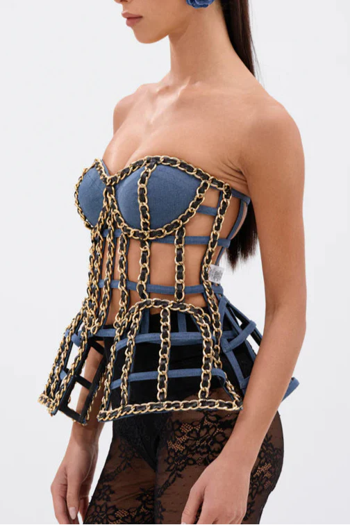 DOWN SOUTH CHAIN DETAIL BUSTIER TOP