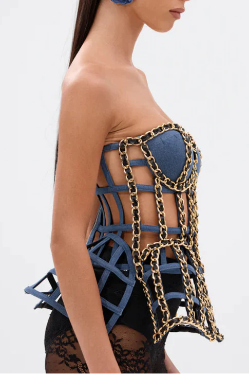 DOWN SOUTH CHAIN DETAIL BUSTIER TOP