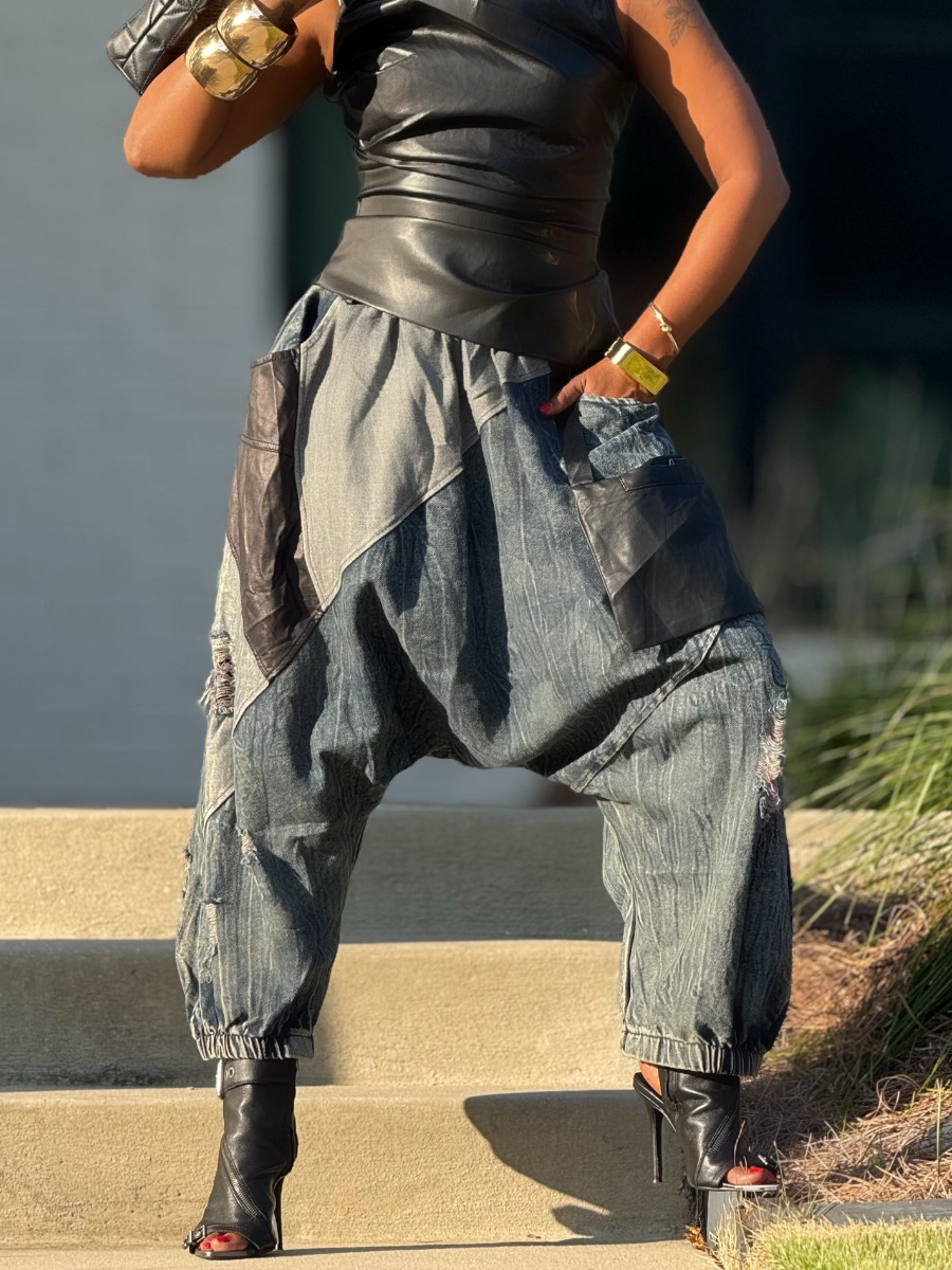 Denim Leather Hallen Pants